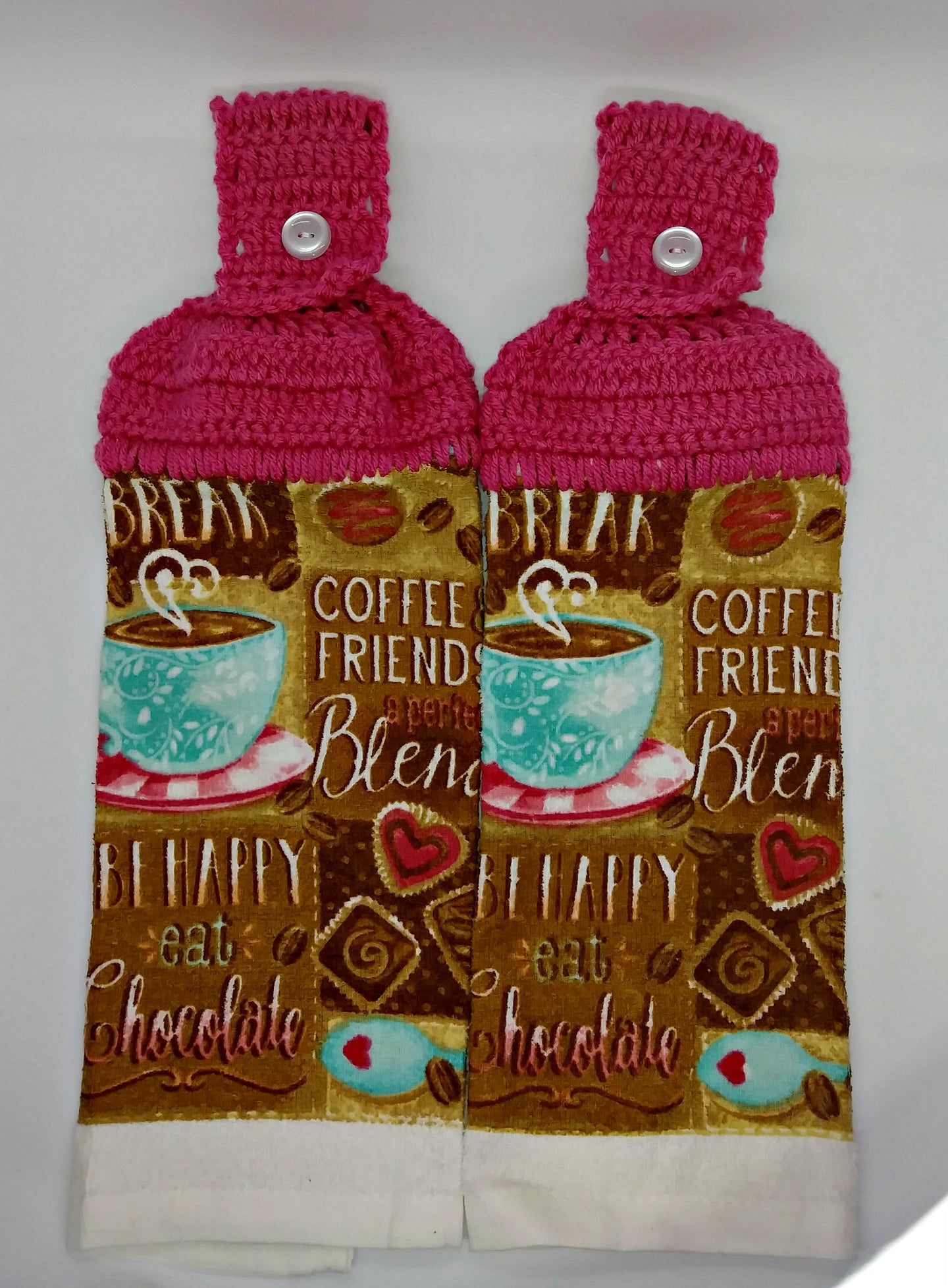 Coffee Friends Hanging Kitchen Towel Topper Set