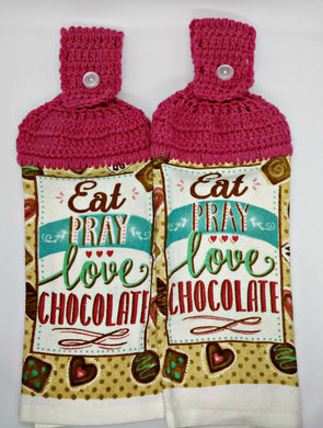 Eat Pray Love Chocolate Hanging Kitchen Towel Set