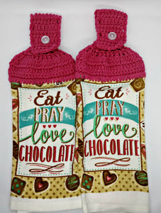 Eat Pray Love Chocolate Hanging Kitchen Towel Set