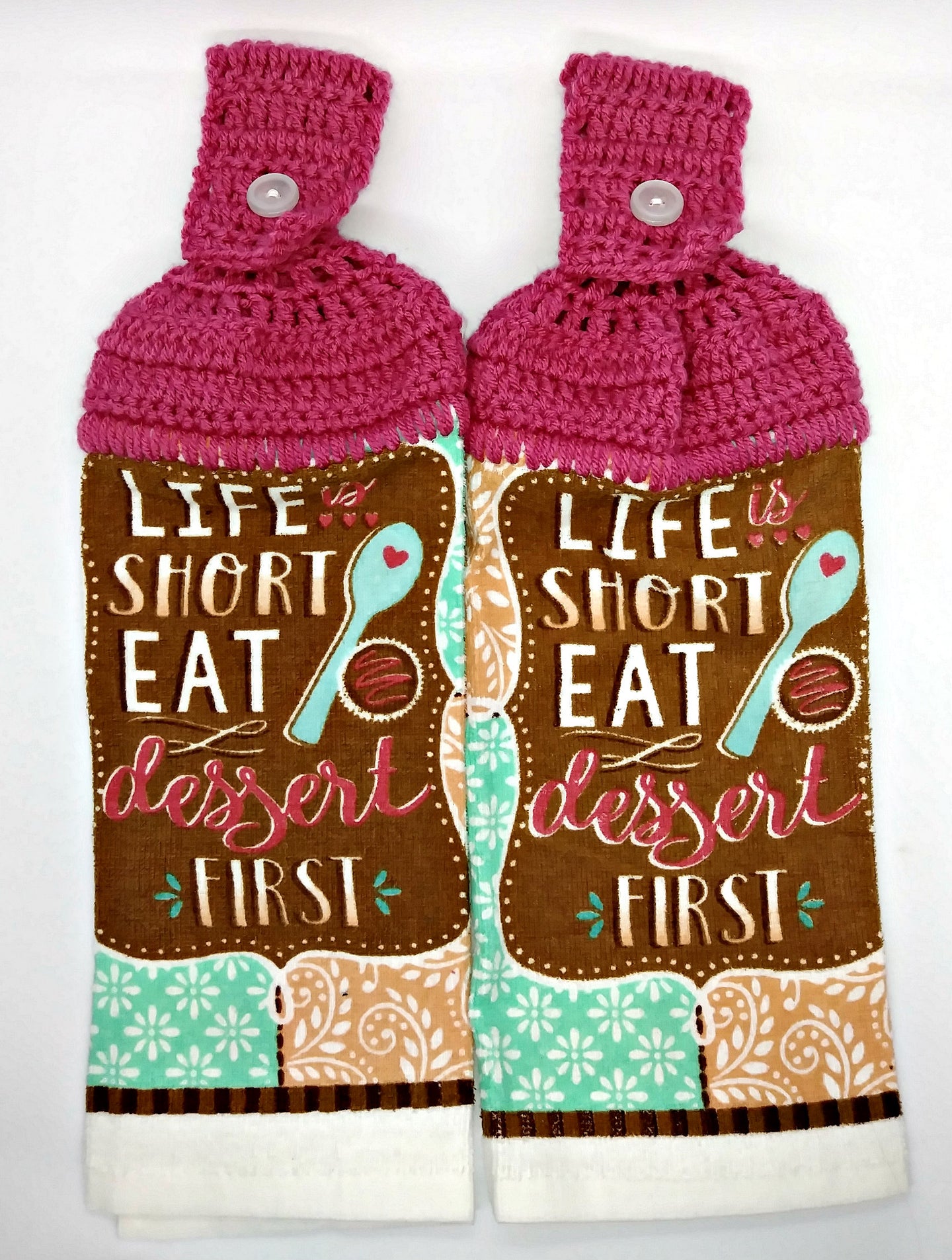 Life Is Short Eat Dessert Hanging Kitchen Towel Set