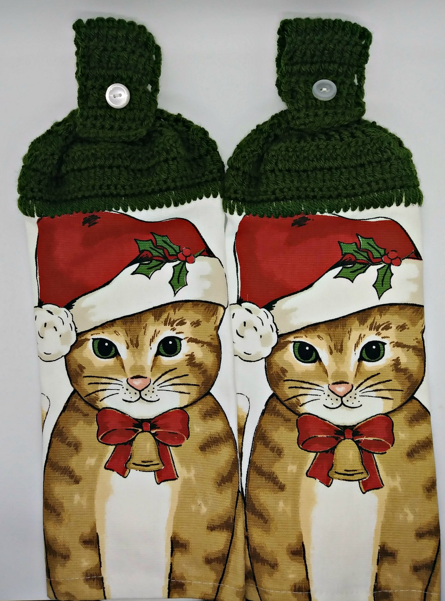Christmas Kitty Cat Hanging Kitchen Towel Set