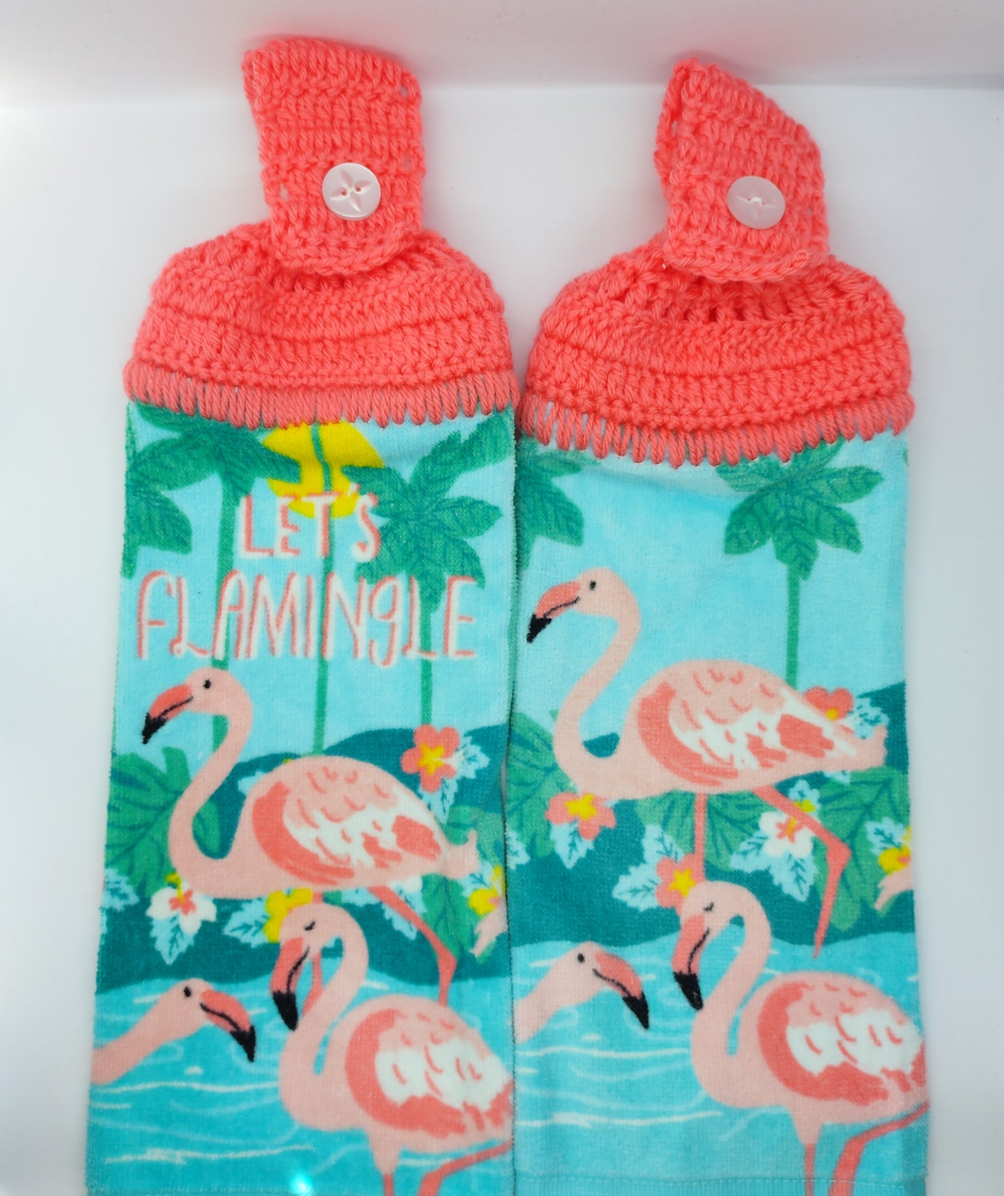Let's Flamingle Flamingos Hanging Kitchen Towel Set