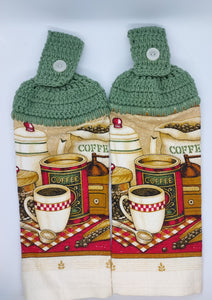 Coffee & Coffee Grounds Hanging Kitchen Towel Set