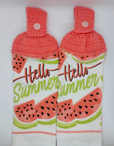 Hello Summer Watermelons Hanging Kitchen Towel Set