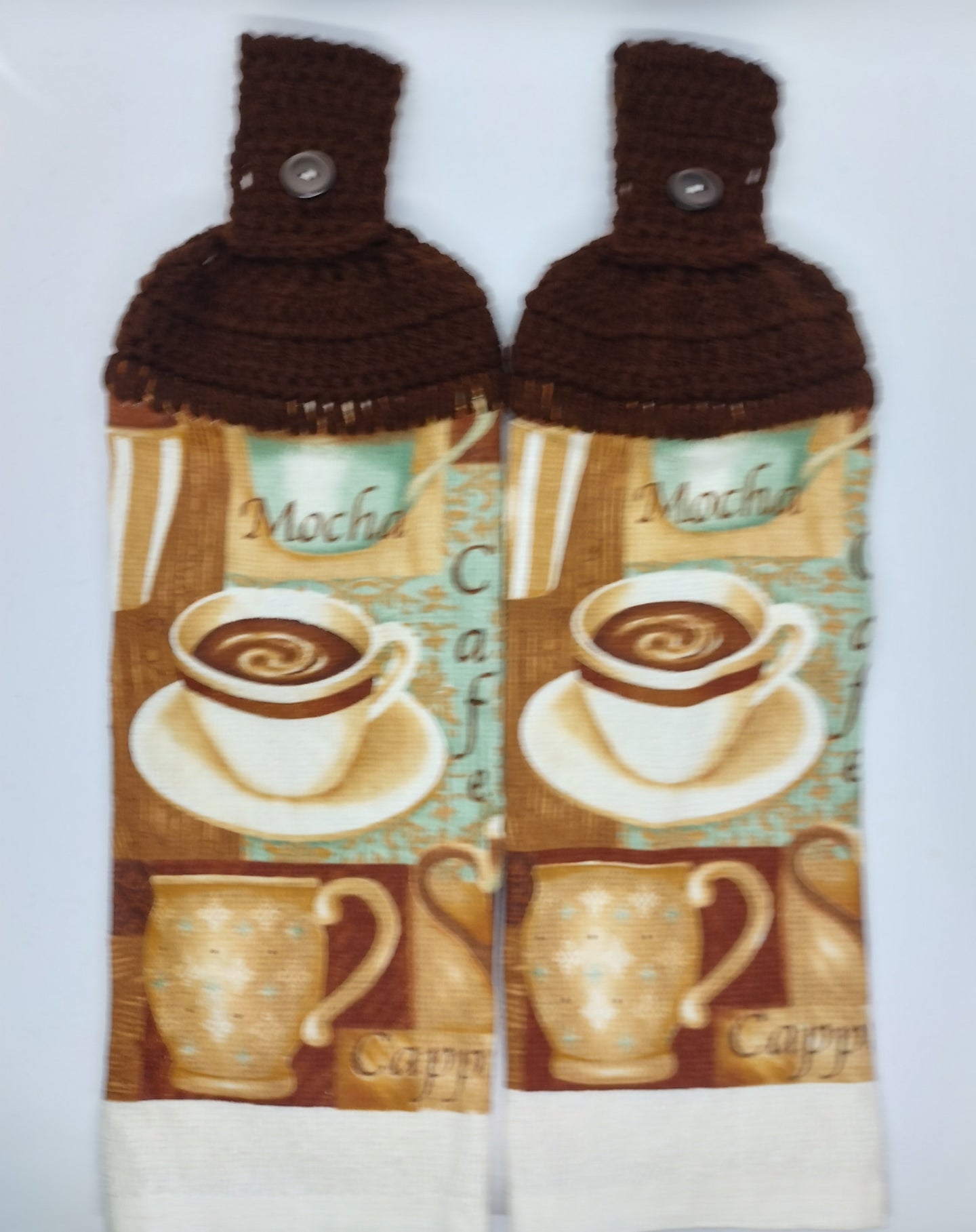 Mocha Cappuccino Coffee Hanging Kitchen Towel Set