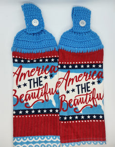 Patriotic USA America The Beautiful Hanging Kitchen Towel Set