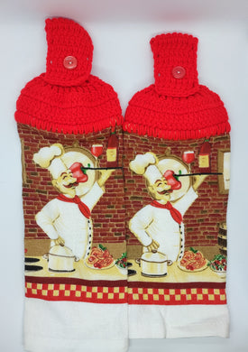 Italian Spaghetti Chef Hanging Kitchen Towel Set