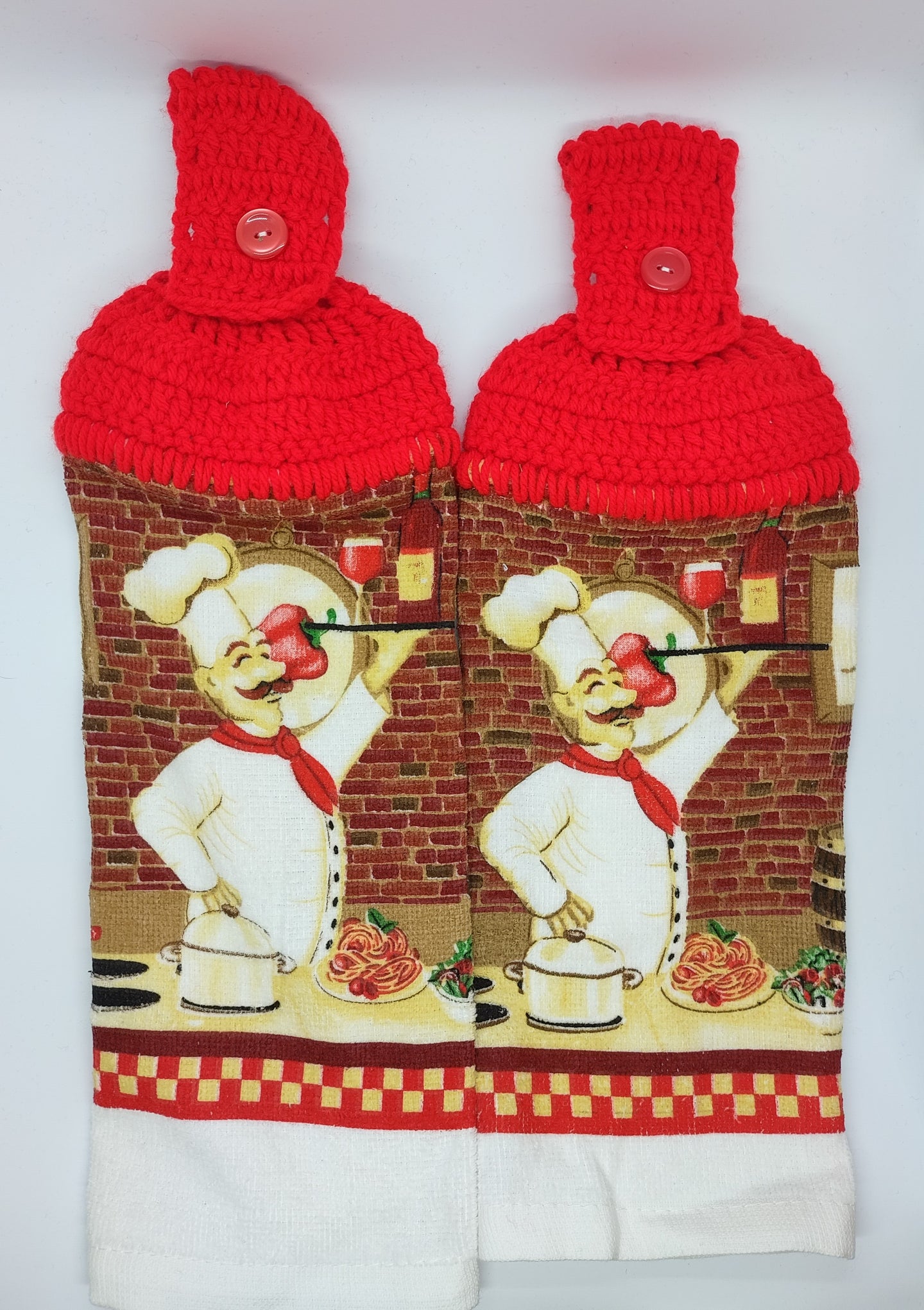 Italian Spaghetti Chef Hanging Kitchen Towel Set