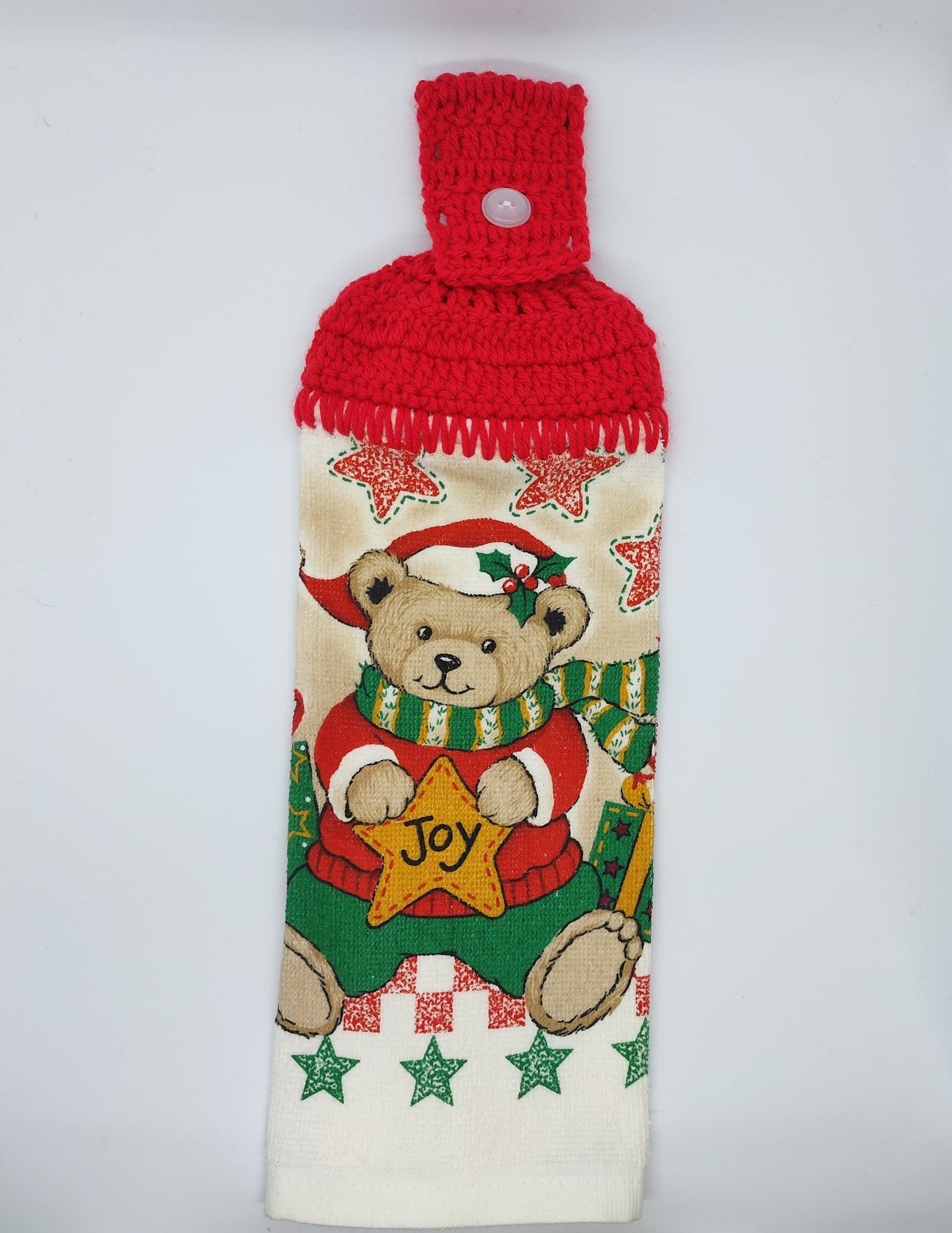 Christmas Teddy Bear Single Hanging Kitchen Towel Topper