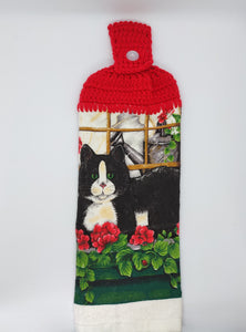 Adorable Kitty Cat Single Hanging Kitchen Towel Topper