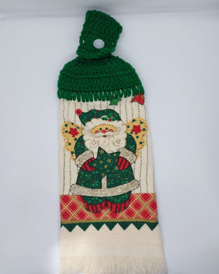 Country Christmas Santa Single Hanging Kitchen Towel Topper