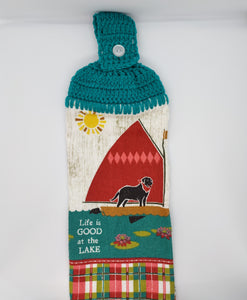 Life Is Good At the Lake Single Hanging Kitchen Towel Topper