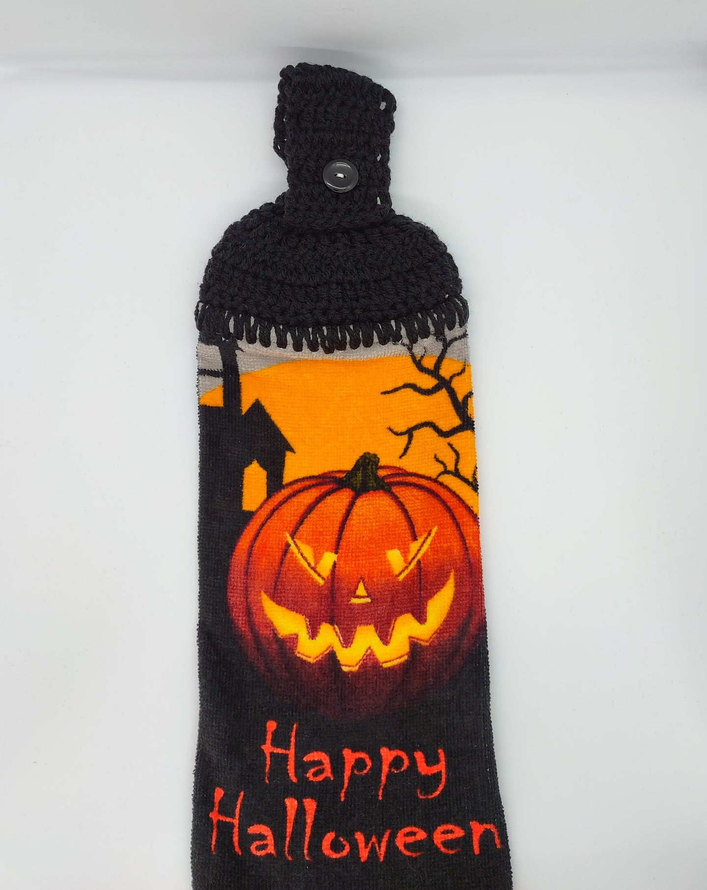Spooky Halloween Pumpkin Single Hanging Kitchen Towel Topper