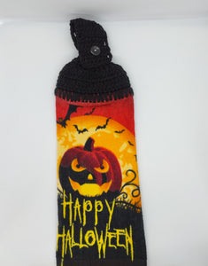 Spooky Halloween Pumpkin Single Hanging Kitchen Towel Topper