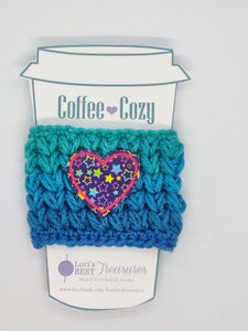 Stars Blue Green Coffee Cup Cozy