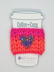 Stars & Heart Pink Variegated Coffee Cup Cozy