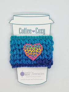 Cheetah Heart Blue Variegated Coffee Cup Cozy