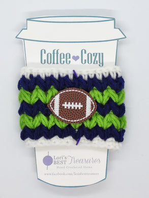Football Blue Green White Coffee Cup Cozy