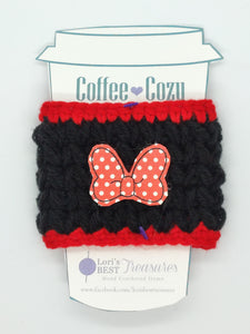 Red Black White Hair Bow Coffee Cup Cozy