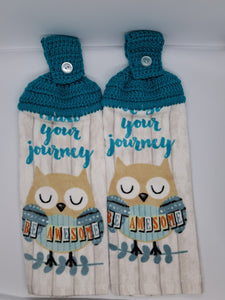 Enjoy Your Journey Be Awesome Owl Hanging Kitchen Towel Set