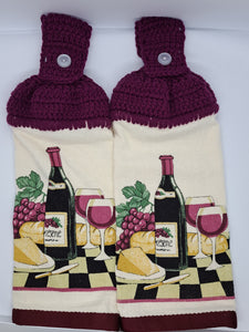 Grape Cheese Wine Tray Hanging Kitchen Towel Set