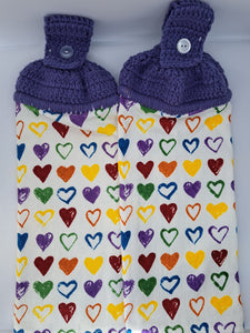 Rainbow Hearts Hanging Kitchen Towel Set