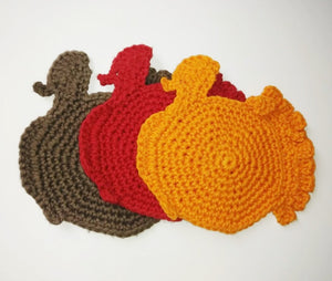 Thanksgiving Turkey Shaped Dishcloths Washrag Washcloth Set of 3