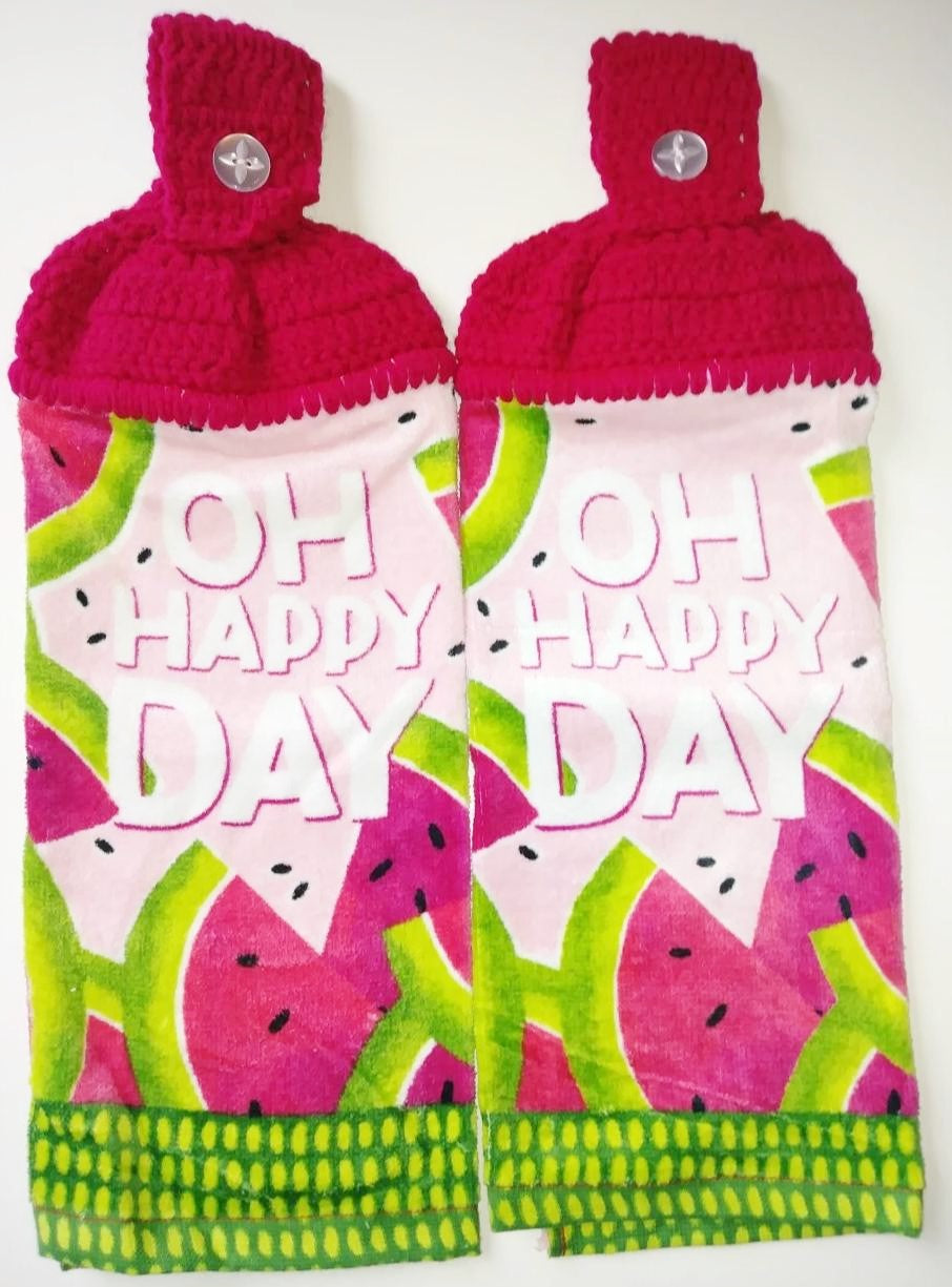Watermelon Slices O Happy Day Hanging Kitchen Towel Set