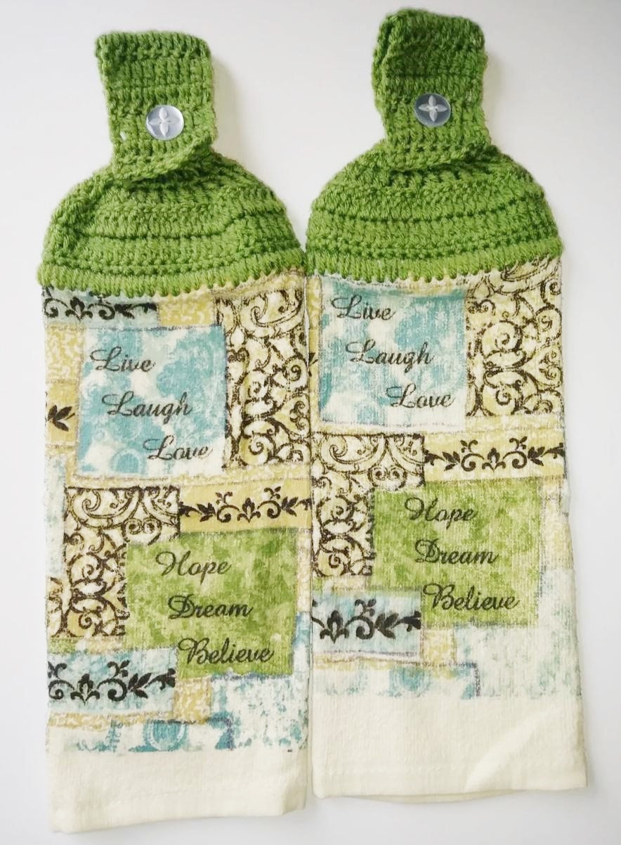 Live Laugh Love Hope Dream Believe Inspirational Hanging Kitchen Towel Set