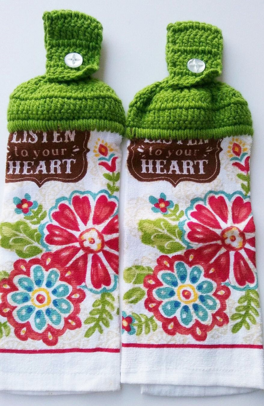 Listen To Your Heart Flowers Hanging Kitchen Towel Set