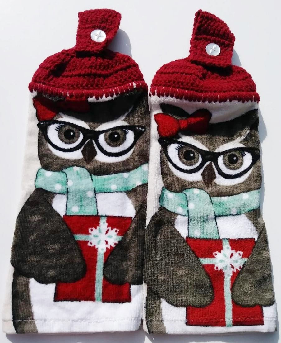 Winter Owl Hanging Kitchen Towel Set