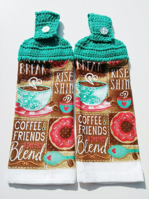 Rise & Shine Coffee Doughnut Hanging Kitchen Towel Set
