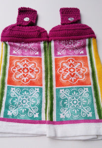 Geometric Mandala Shapes Hanging Kitchen Towel Set