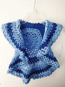 Girls Ring Around The Rosie Vest Size 5T Blue Variegated Circle Vest