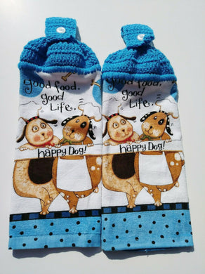 Good Food Good Life Happy Dog Hanging Kitchen Towel Set