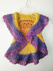 Girls Ring Around The Rosie Vest Size 2T-3T Orange Gold Dark Lavender Circle Vest