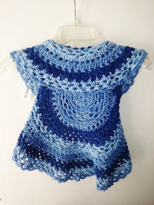 Girls Ring Around The Rosie Vest Size 5T Blue Variegated Circle Vest