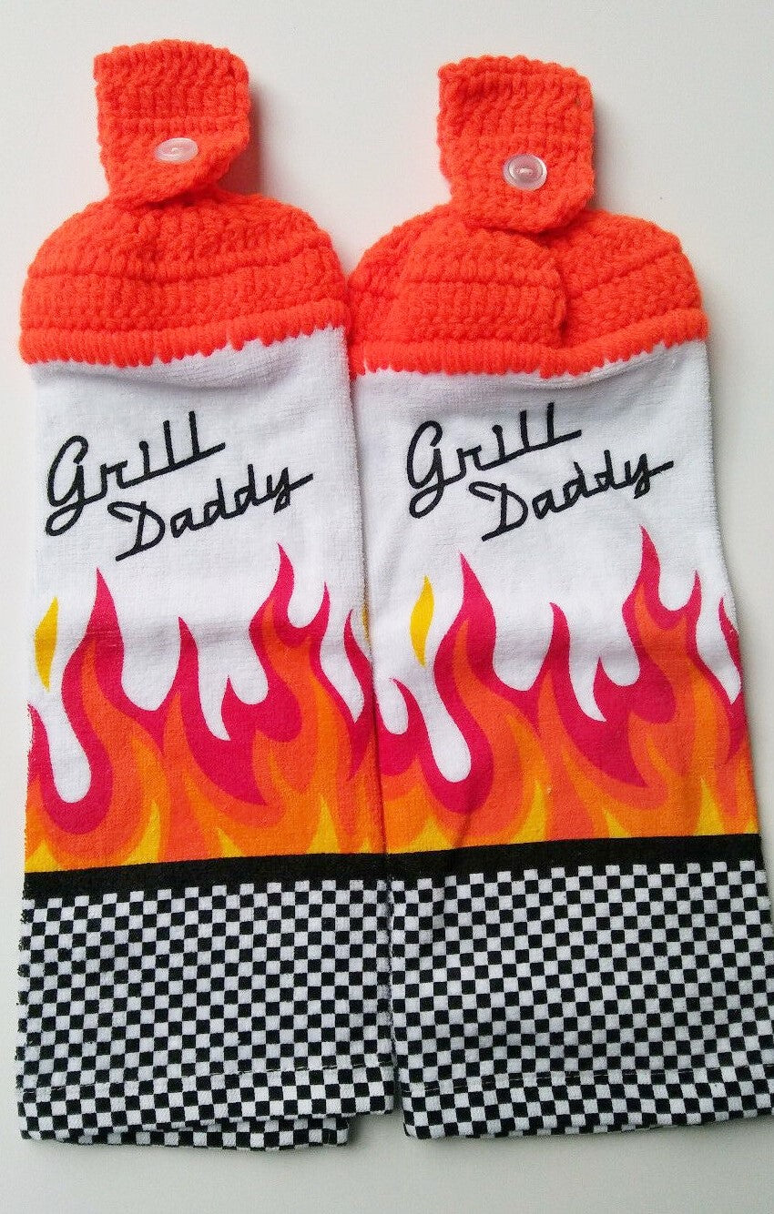 Grill Daddy Flame Men's Hanging Kitchen Towel Set