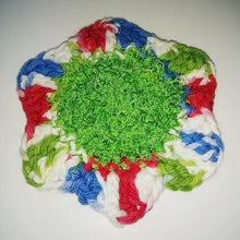 Load image into Gallery viewer, Flower Kitchen Durable Dish  Pot Scrubbies 4&quot; x 4&quot; Red Blue White Lime Green