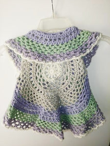 Girls Ring Around The Rosie Vest Size 4T Lavender Sage Gray Off White