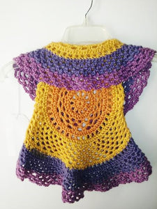 Girls Ring Around The Rosie Vest Size 2T-3T Orange Gold Dark Lavender Circle Vest