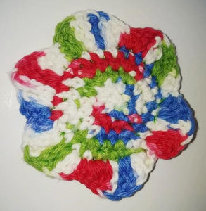 Flower Kitchen Durable Dish  Pot Scrubbies 4" x 4" Red Blue White Lime Green