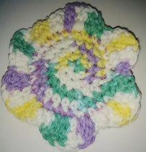 Load image into Gallery viewer, Flower Kitchen Durable Dish  Pot Scrubbies 4&quot; x 4&quot; White Lavender Teal Yellow