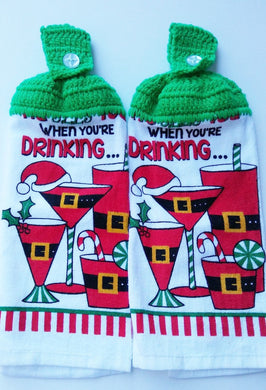 He Sees You When You're Drinking Hanging Kitchen Towel Set