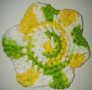 Flower Kitchen Durable Dish Pot Scrubbies 4" x 4" Yellow Lime Green White