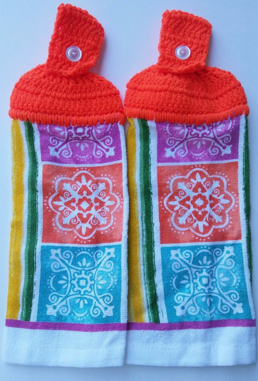 Geometric Mandala Shapes Hanging Kitchen Towel Set