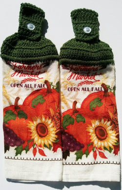 Fall Autumn Pumpkin Sunflower Hanging Kitchen Towel Set