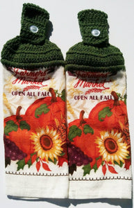Fall Autumn Pumpkin Sunflower Hanging Kitchen Towel Set
