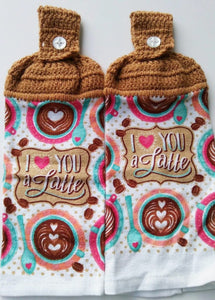 I Love You A Latte Coffee Hanging Kitchen Towel Set