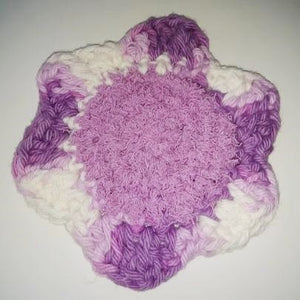 Flower Kitchen Durable Dish  Pot Scrubbies 4" x 4" Shades of Lavender White